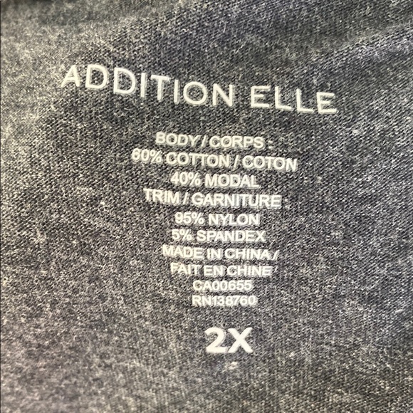 Addition Elle Lace Sleeve, Mandarin Collar Tunic T-Shirt, Gray, 2X Plus (18-20) - Picture 2 of 16